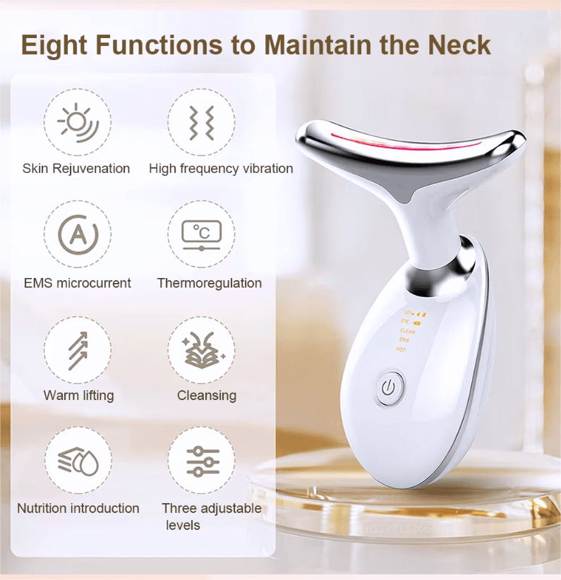 Anti-Wrinkle Beauty Device: EMS + Heat + LED Face & Neck Massager