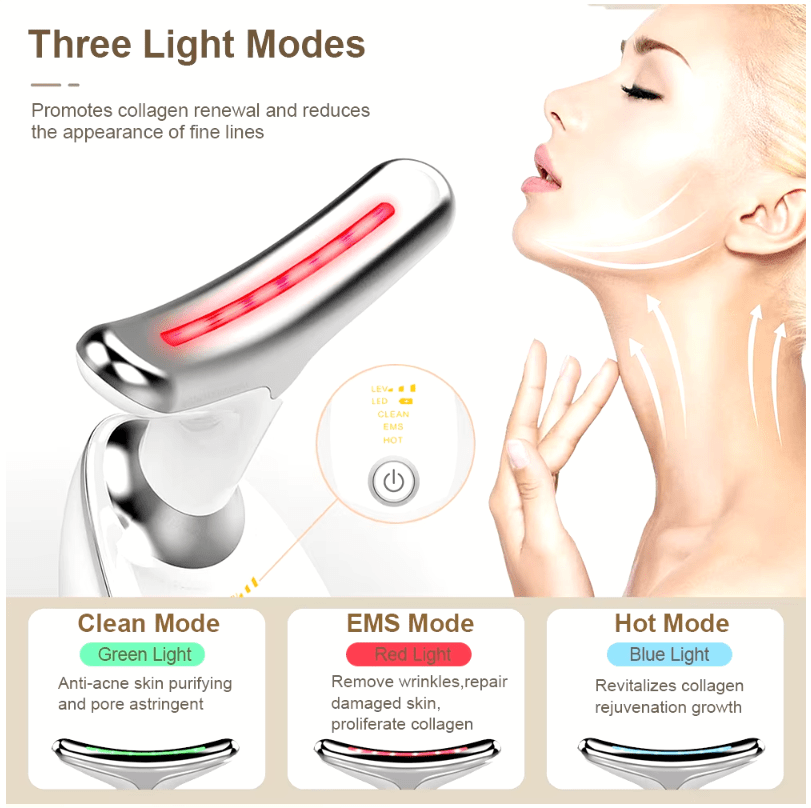 Anti-Wrinkle Beauty Device: EMS + Heat + LED Face & Neck Massager