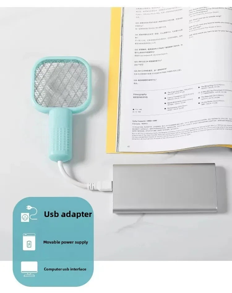 Mini USB Mosquito Swatter – Portable Electric Bug Zapper Racket | USB Rechargeable, Compact Insect Killer for Home & Travel