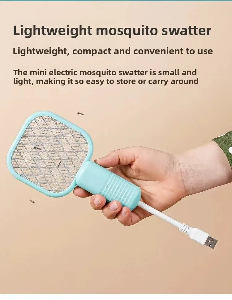 Mini USB Mosquito Swatter – Portable Electric Bug Zapper Racket | USB Rechargeable, Compact Insect Killer for Home & Travel