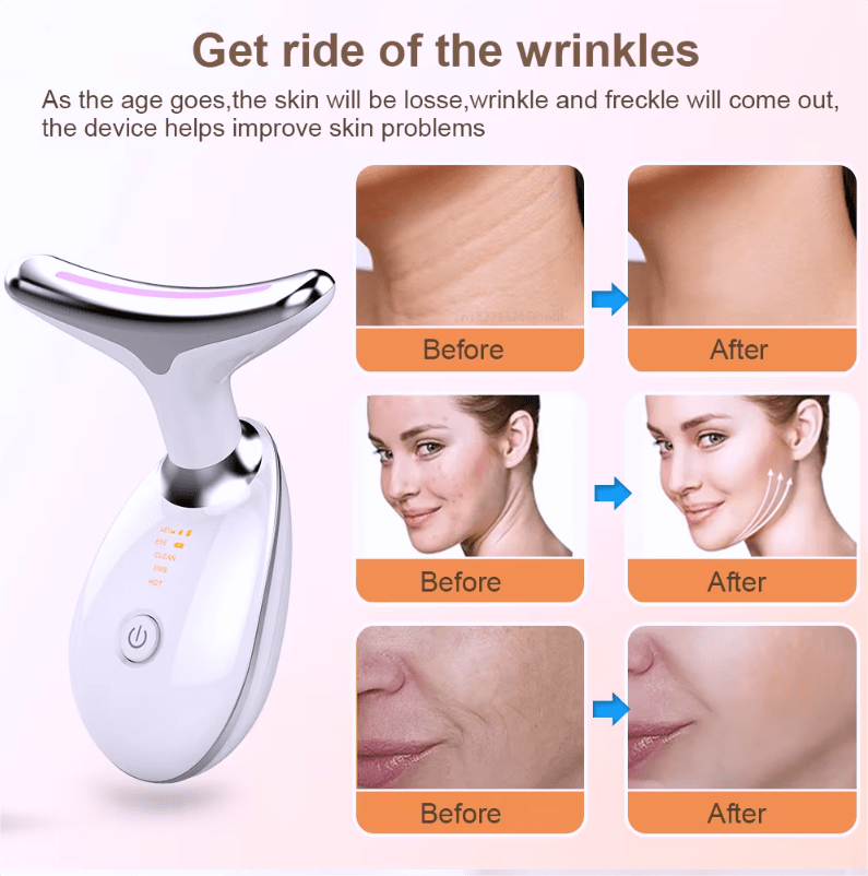Anti-Wrinkle Beauty Device: EMS + Heat + LED Face & Neck Massager