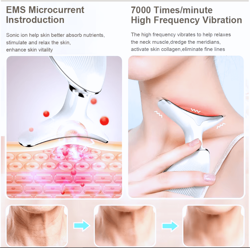 Anti-Wrinkle Beauty Device: EMS + Heat + LED Face & Neck Massager